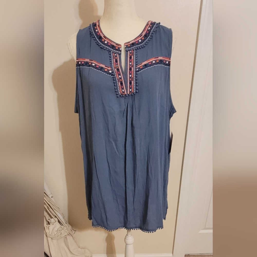 NWT Lark and Grey  Beautiful sleeveless embroidered blouse, flawless. (D14)